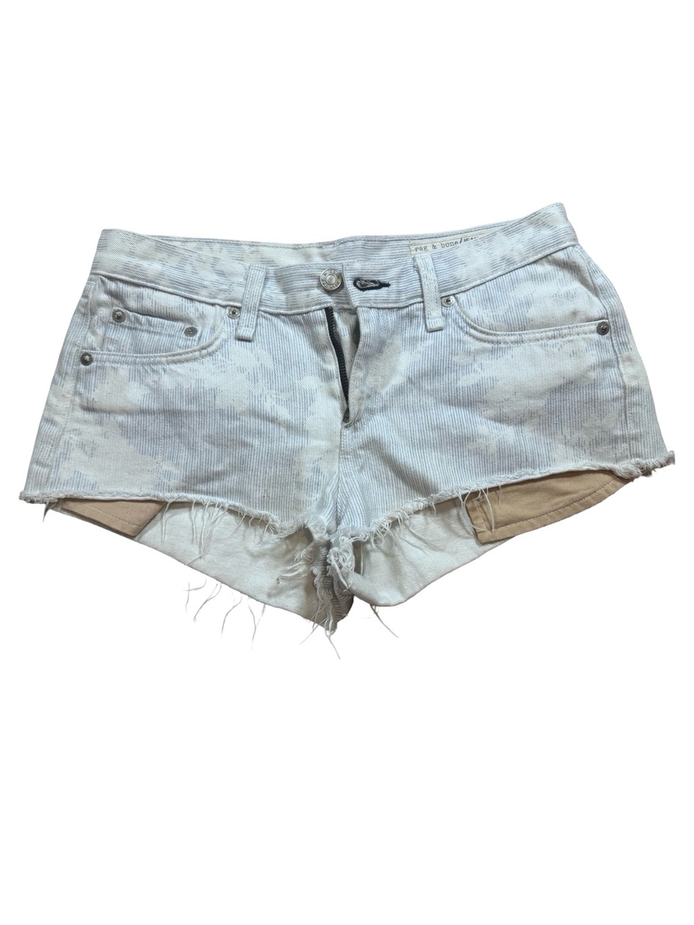 rag & bone Light Blue Washed Distressed Denim Shorts